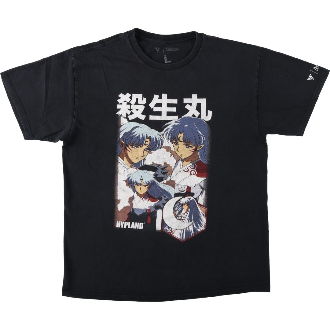 2000'S INUYASHA Sesshomaru Anime Character Print T-Shirt, Men's Size L unclear black type Vintage Second Hand