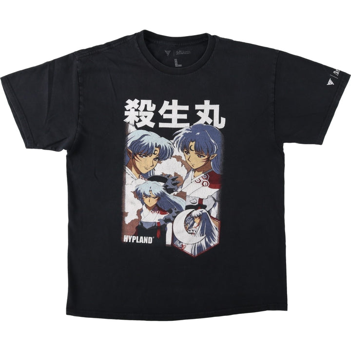 2000'S INUYASHA Sesshomaru Anime Character Print T-Shirt, Men's Size L unclear black type Vintage Second Hand