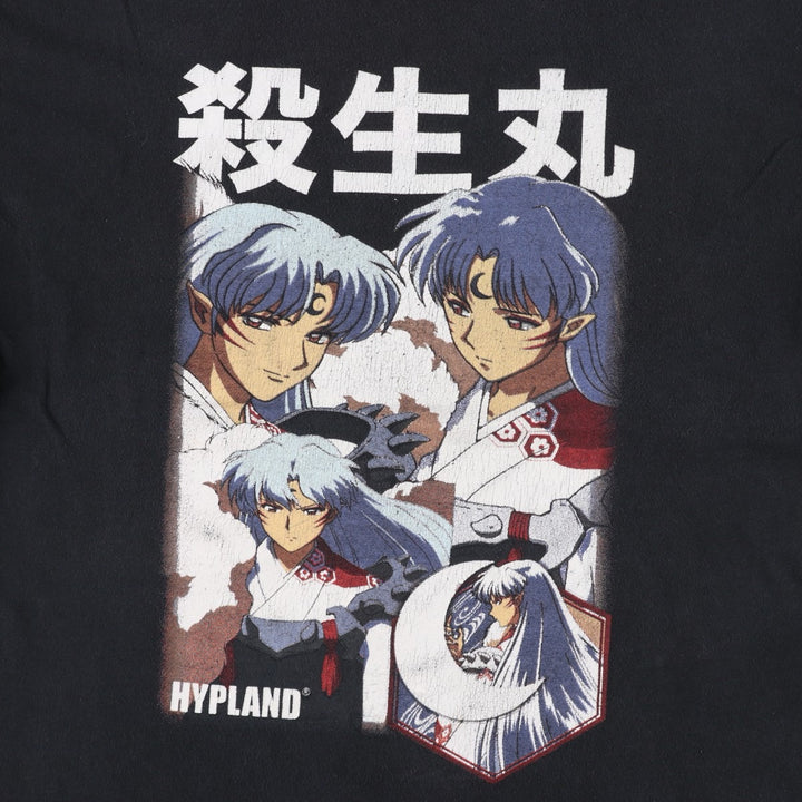 2000'S INUYASHA Sesshomaru Anime Character Print T-Shirt, Men's Size L unclear black type Vintage Second Hand