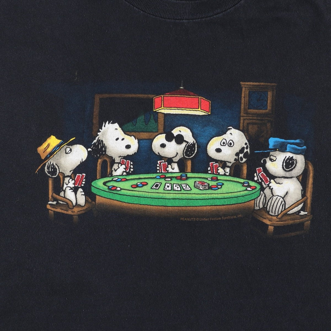 SNOOPY character print T-shirt, men's size XL. unclear black type Vintage Second Hand