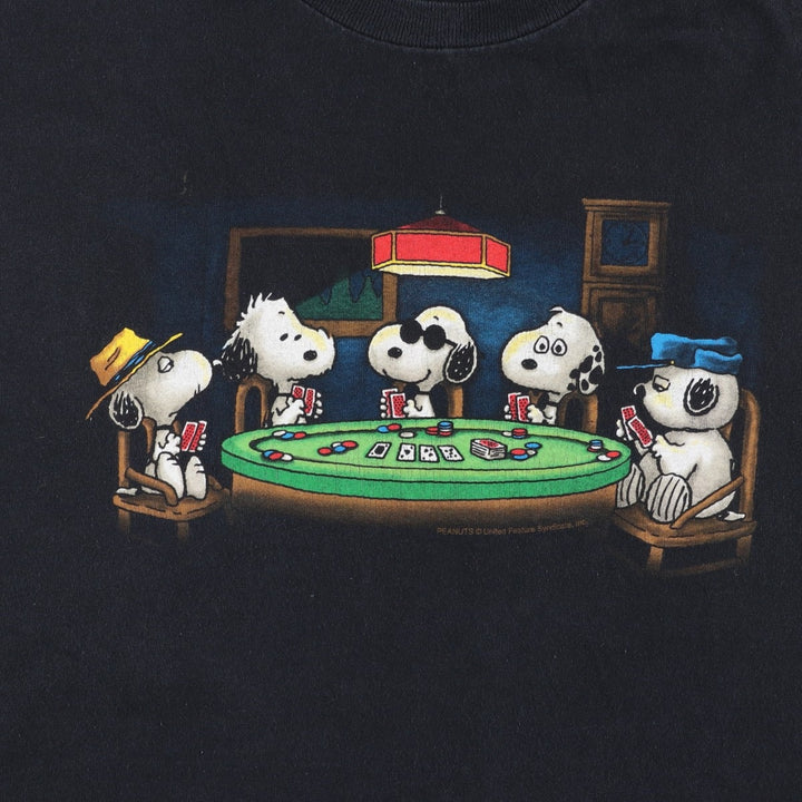SNOOPY character print T-shirt, men's size XL. unclear black type Vintage Second Hand