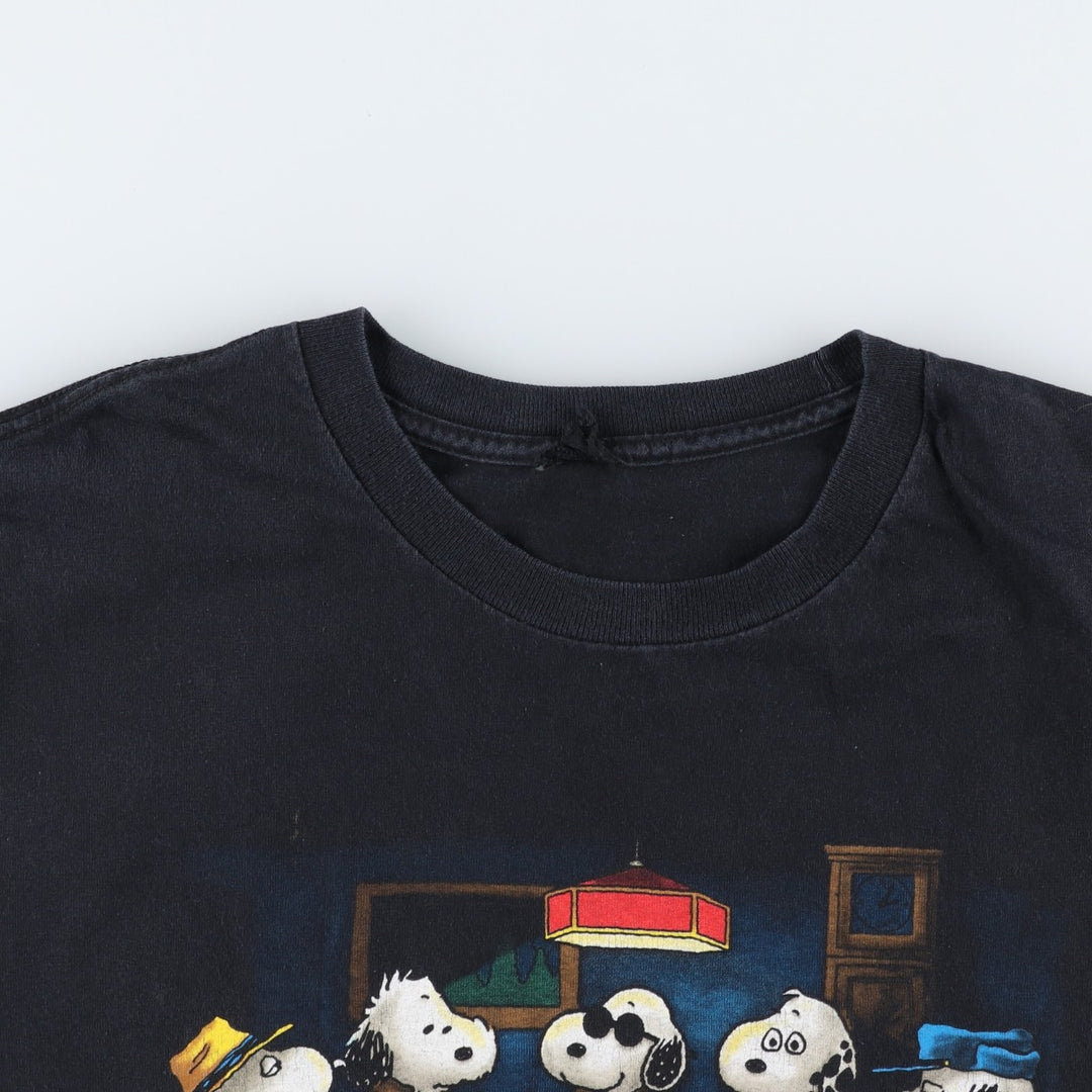 SNOOPY character print T-shirt, men's size XL. unclear black type Vintage Second Hand