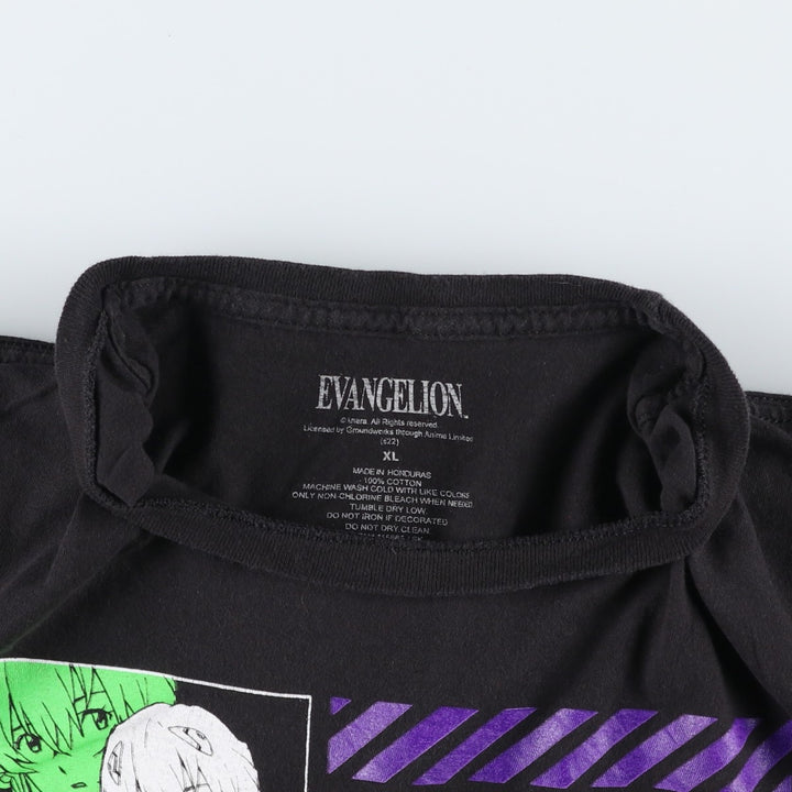 EVANGELION Evangelion Anime Character Print T-Shirt Men's XL cotton black type Vintage Second Hand