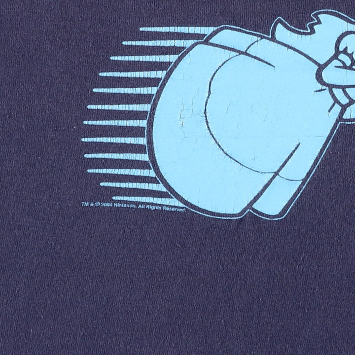 2000'S Delta Super Mario character print T-shirt, men's size M (approx.) cotton navy blue type Vintage Second Hand