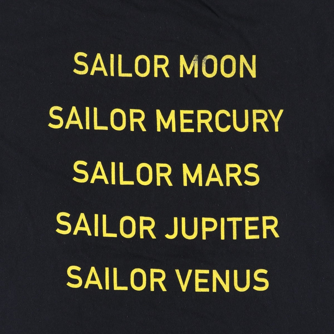 Sailor Moon anime character print T-shirt, men's size M (approx.) cotton black type Vintage Second Hand