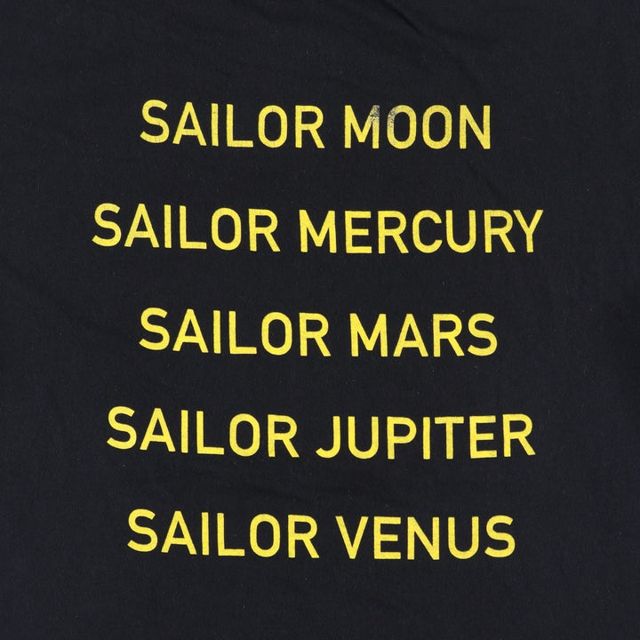 Sailor Moon anime character print T-shirt, men's size M (approx.) cotton black type Vintage Second Hand