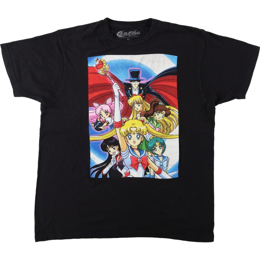 Sailor Moon anime character print T-shirt, men's size XL. cotton black type Vintage Second Hand