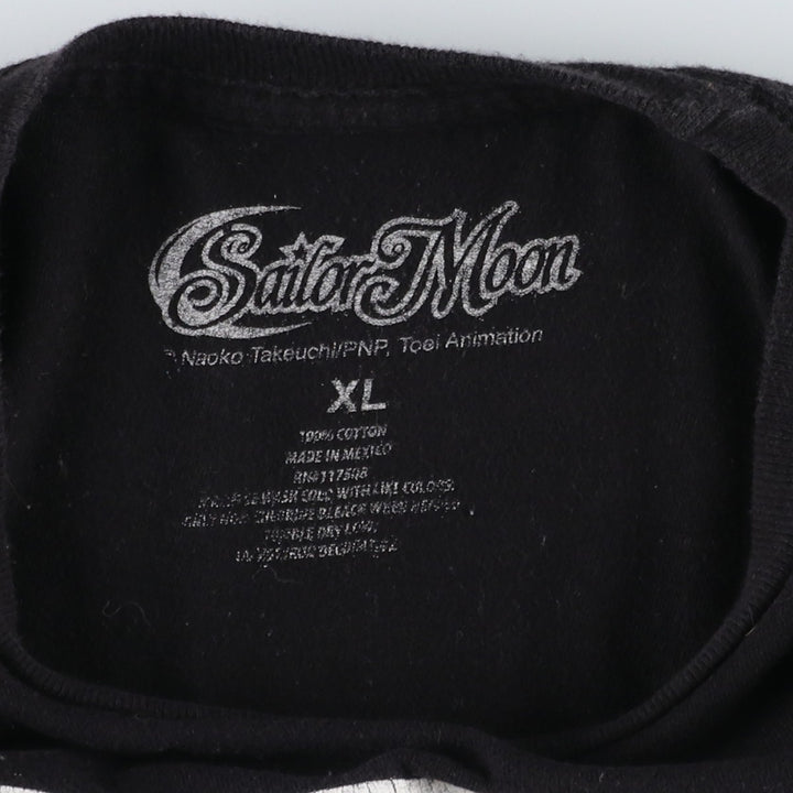 Sailor Moon anime character print T-shirt, men's size XL. cotton black type Vintage Second Hand