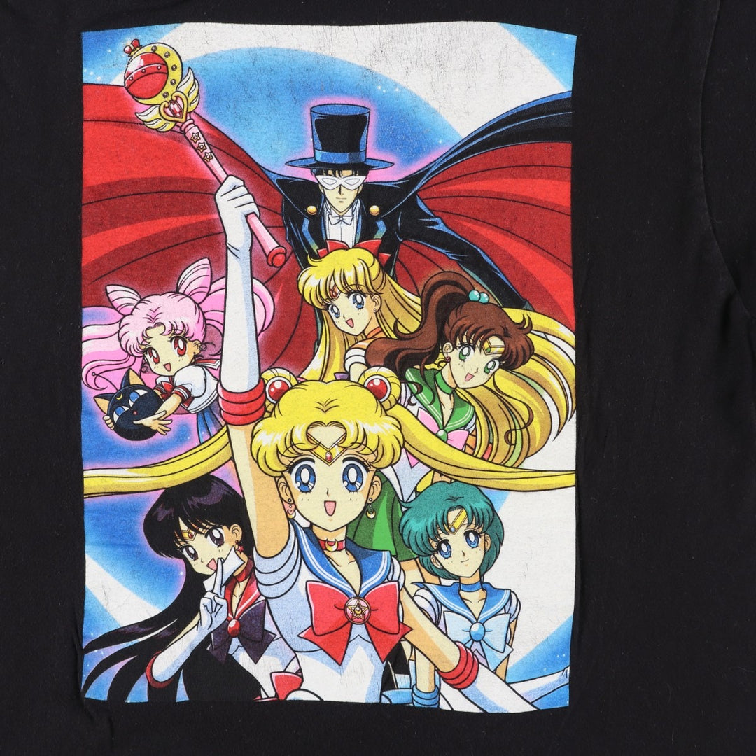 Sailor Moon anime character print T-shirt, men's size XL. cotton black type Vintage Second Hand