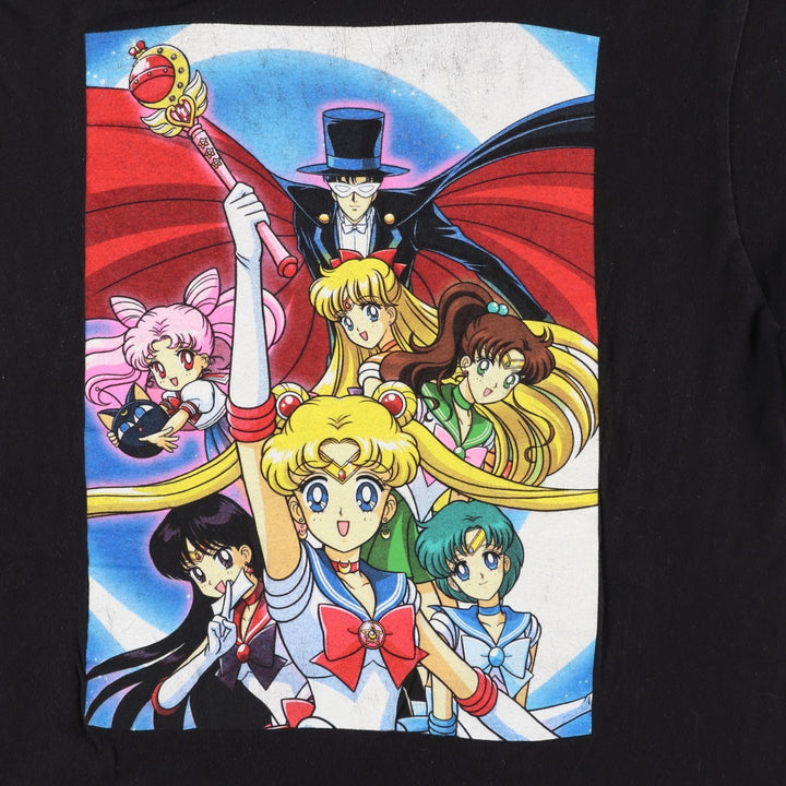 Sailor Moon anime character print T-shirt, men's size XL. cotton black type Vintage Second Hand