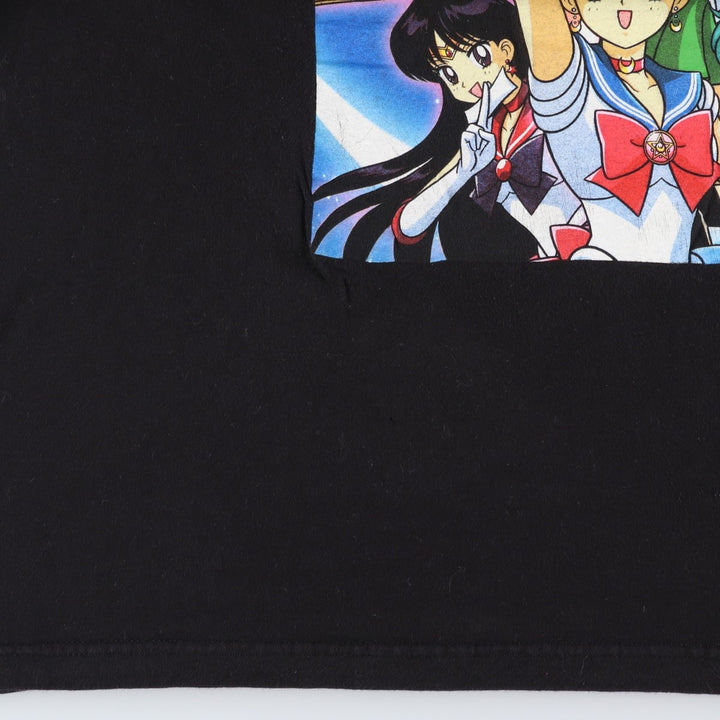 Sailor Moon anime character print T-shirt, men's size XL. cotton black type Vintage Second Hand