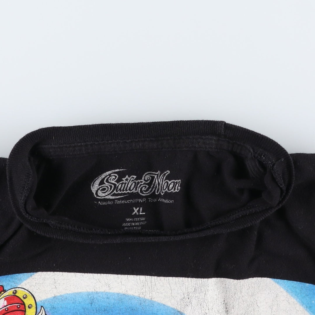 Sailor Moon anime character print T-shirt, men's size XL. cotton black type Vintage Second Hand
