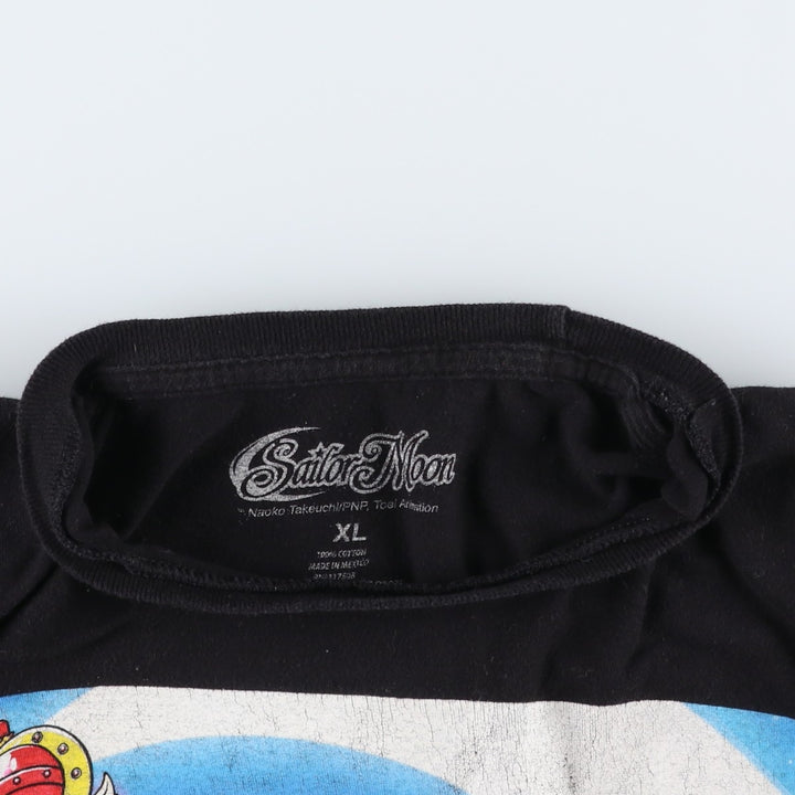 Sailor Moon anime character print T-shirt, men's size XL. cotton black type Vintage Second Hand