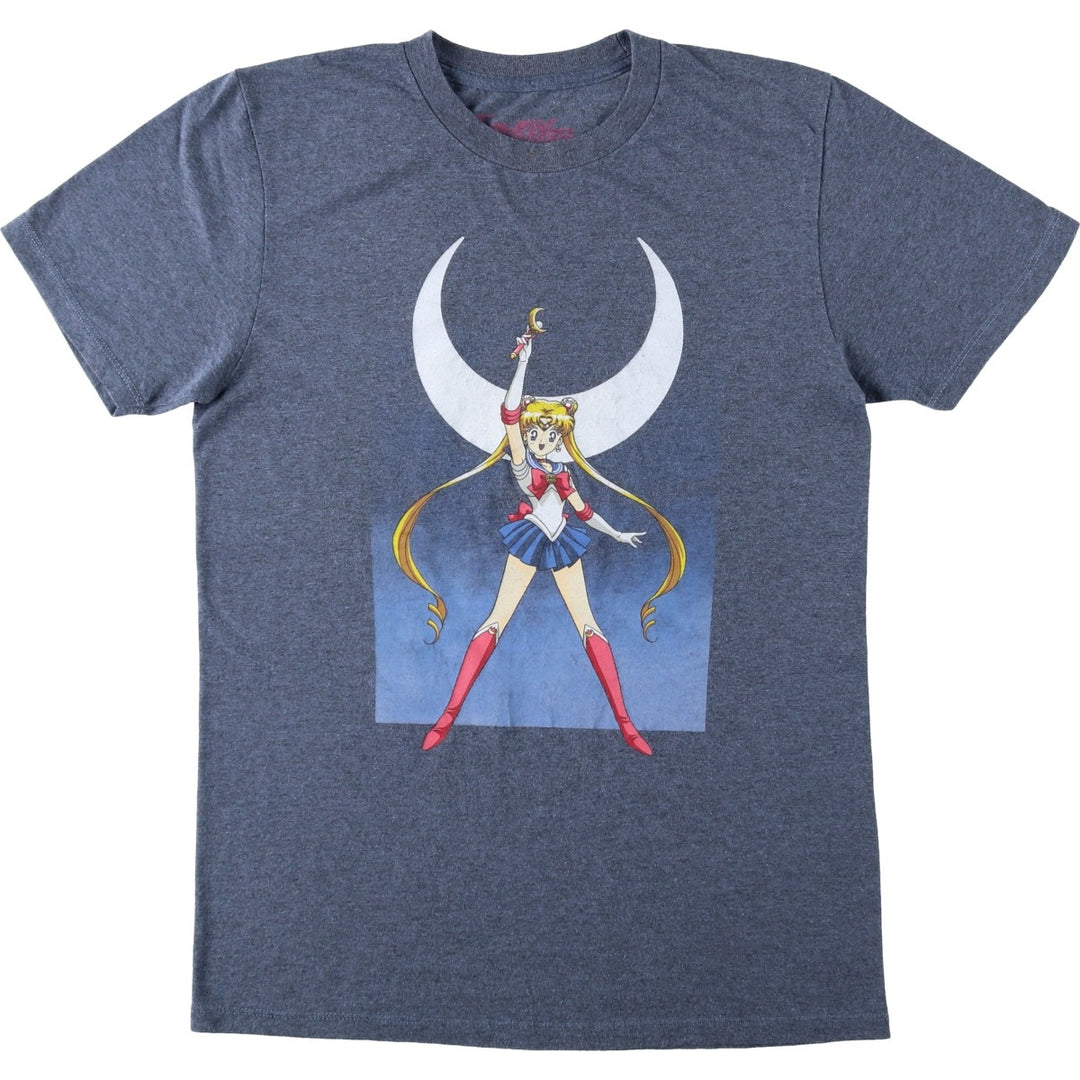 SAILOR MOON Usagi Tsukino Anime Character Print T-Shirt (Men's Size S) cotton Navy blue Vintage Second Hand