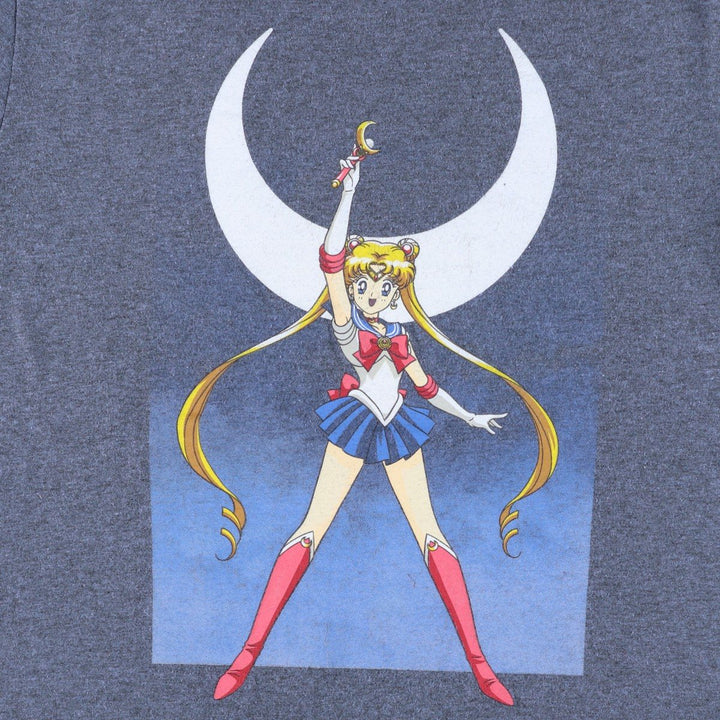 SAILOR MOON Usagi Tsukino Anime Character Print T-Shirt (Men's Size S) cotton Navy blue Vintage Second Hand