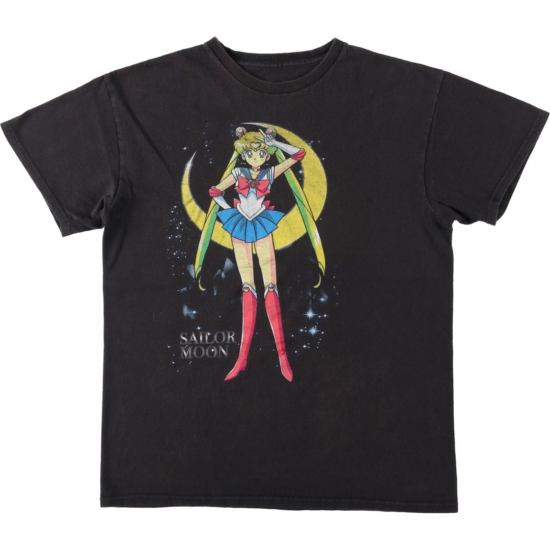 SAILOR MOON Usagi Tsukino Anime Character Print T-Shirt (Men's XL equivalent) unclear black type Vintage Second Hand