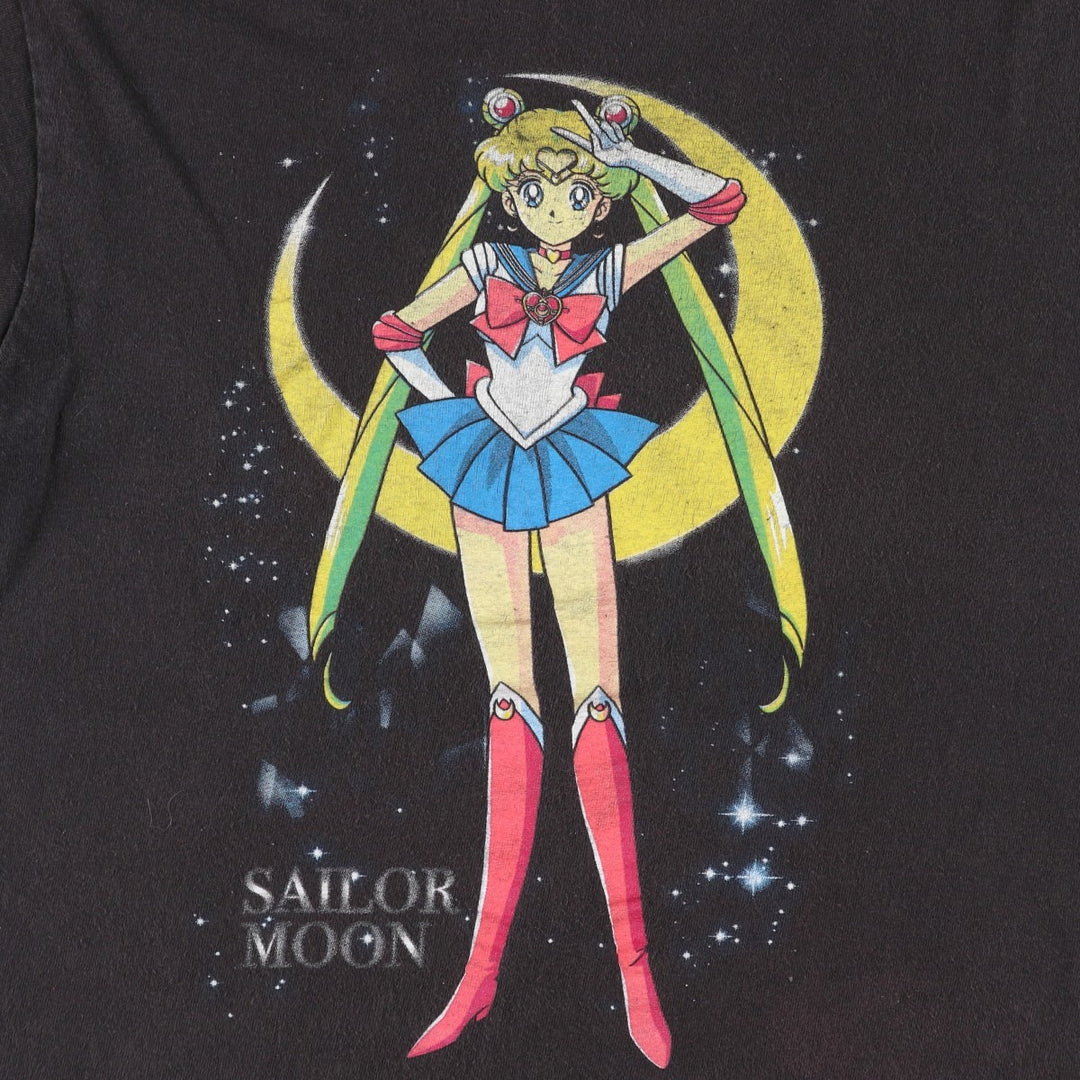 SAILOR MOON Usagi Tsukino Anime Character Print T-Shirt (Men's XL equivalent) unclear black type Vintage Second Hand