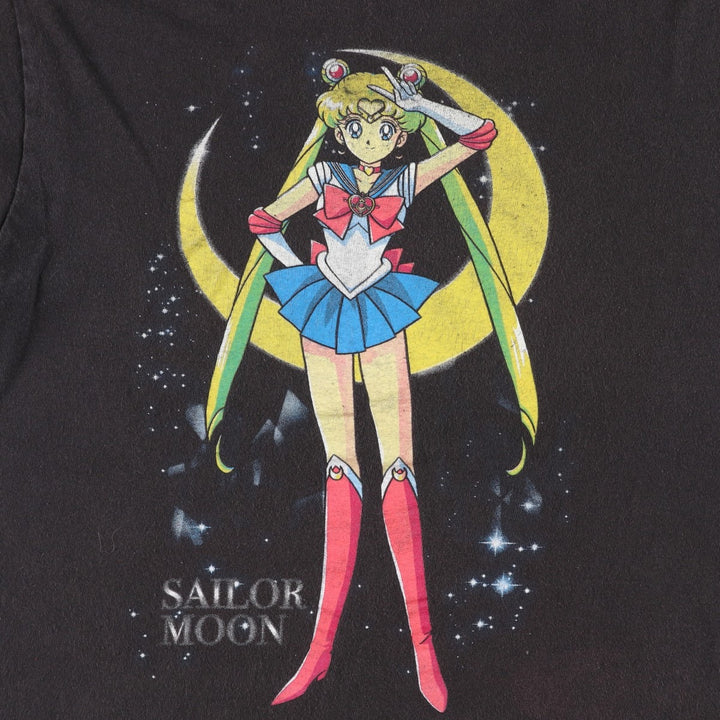 SAILOR MOON Usagi Tsukino Anime Character Print T-Shirt (Men's XL equivalent) unclear black type Vintage Second Hand