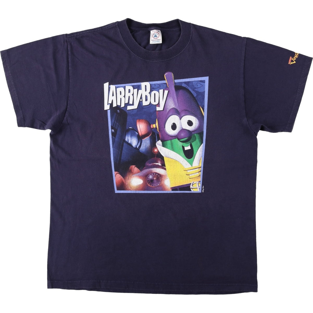 DELTA RALLY BOY Character Print T-Shirt (Men's Size L) cotton navy blue type Vintage Second Hand