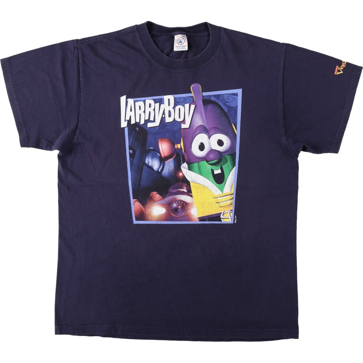 DELTA RALLY BOY Character Print T-Shirt (Men's Size L) cotton navy blue type Vintage Second Hand