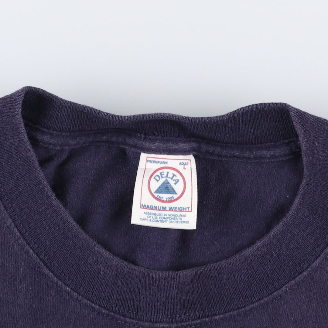 DELTA RALLY BOY Character Print T-Shirt (Men's Size L) cotton navy blue type Vintage Second Hand