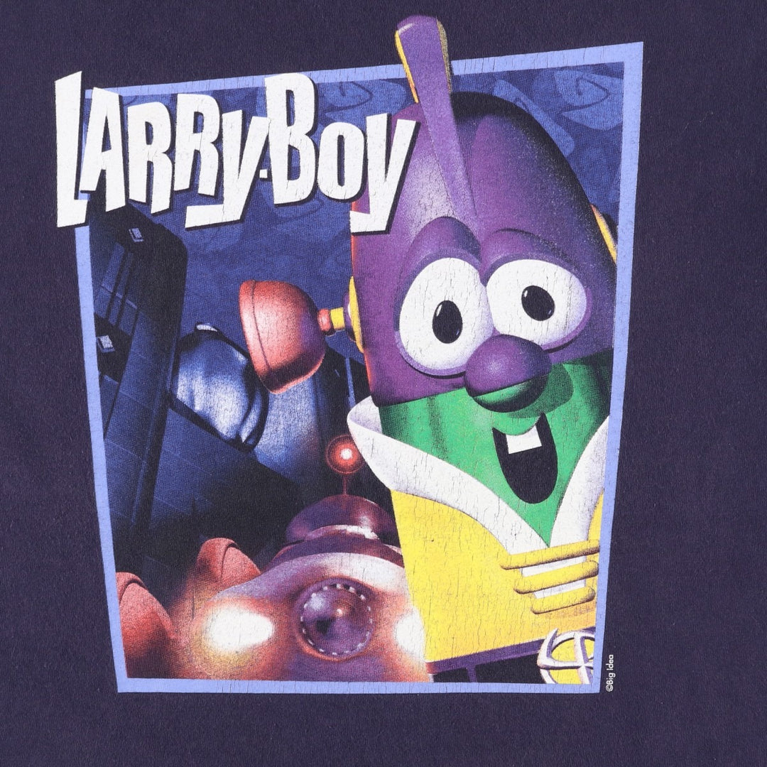 DELTA RALLY BOY Character Print T-Shirt (Men's Size L) cotton navy blue type Vintage Second Hand