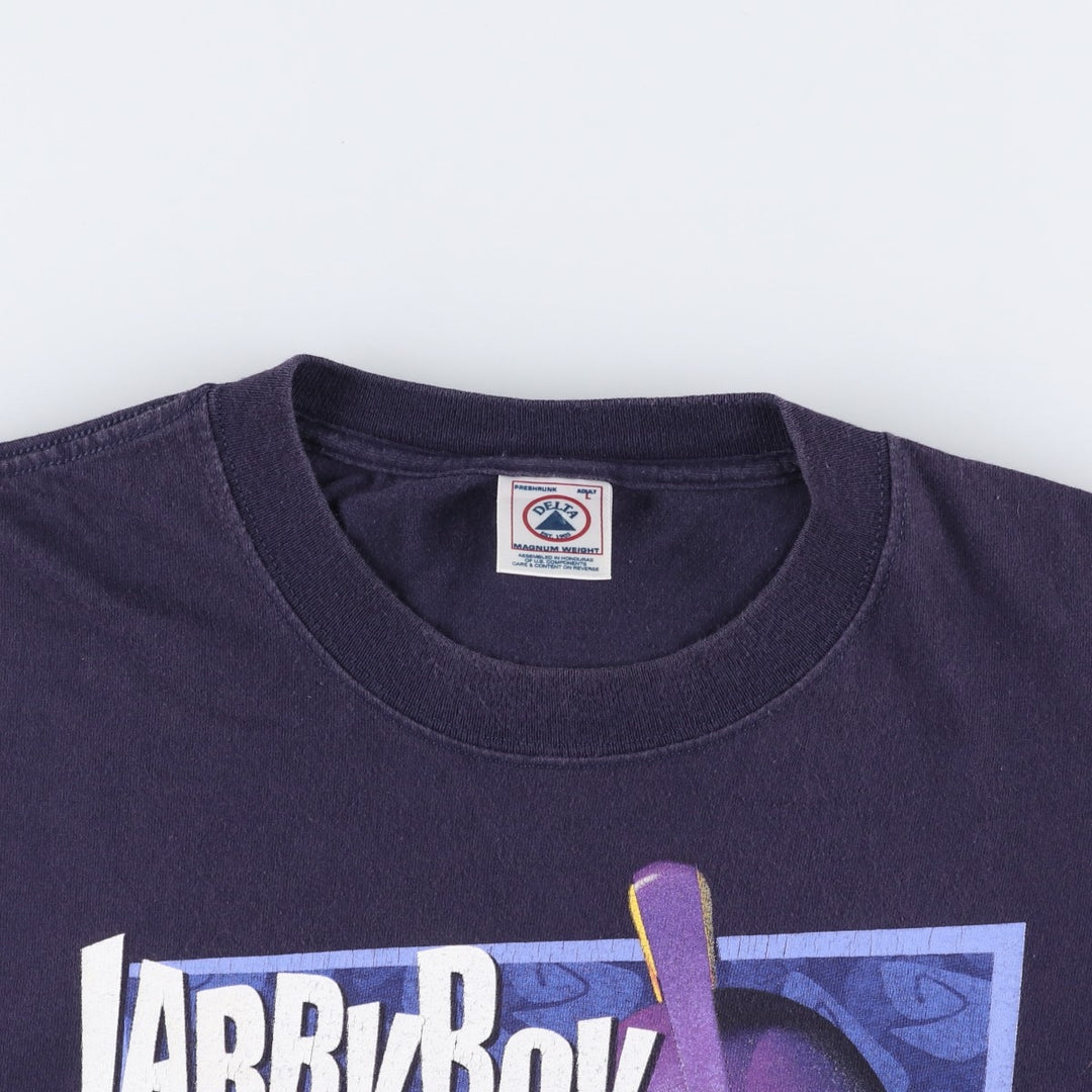 DELTA RALLY BOY Character Print T-Shirt (Men's Size L) cotton navy blue type Vintage Second Hand