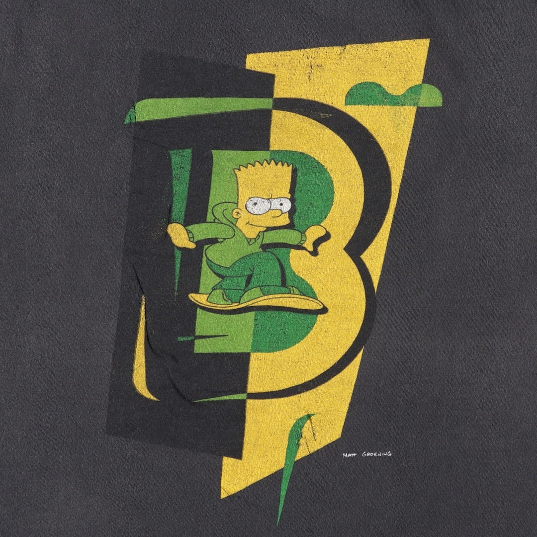 THE SIMPSONS Bart Character Print T-Shirt (Men's Size XL) unclear black type Vintage Second Hand