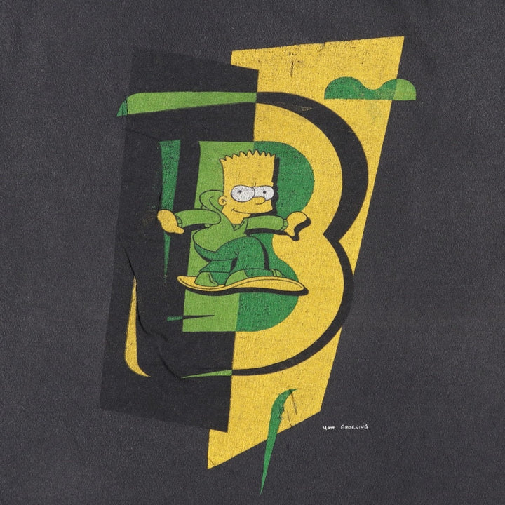 THE SIMPSONS Bart Character Print T-Shirt (Men's Size XL) unclear black type Vintage Second Hand
