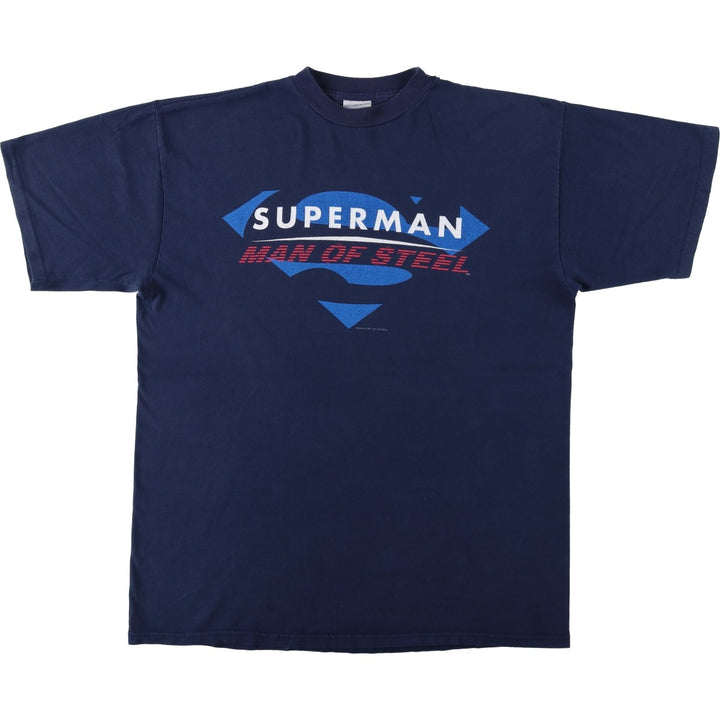 90'S TULTEX SUPERMAN character print T-shirt, men's size XL equivalent, vintage. cotton navy blue type Vintage Second Hand