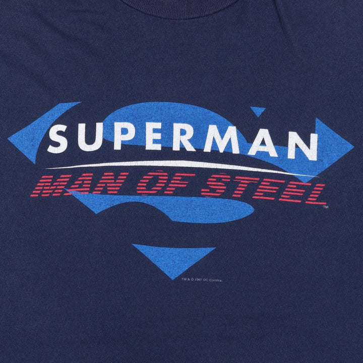 90'S TULTEX SUPERMAN character print T-shirt, men's size XL equivalent, vintage. cotton navy blue type Vintage Second Hand