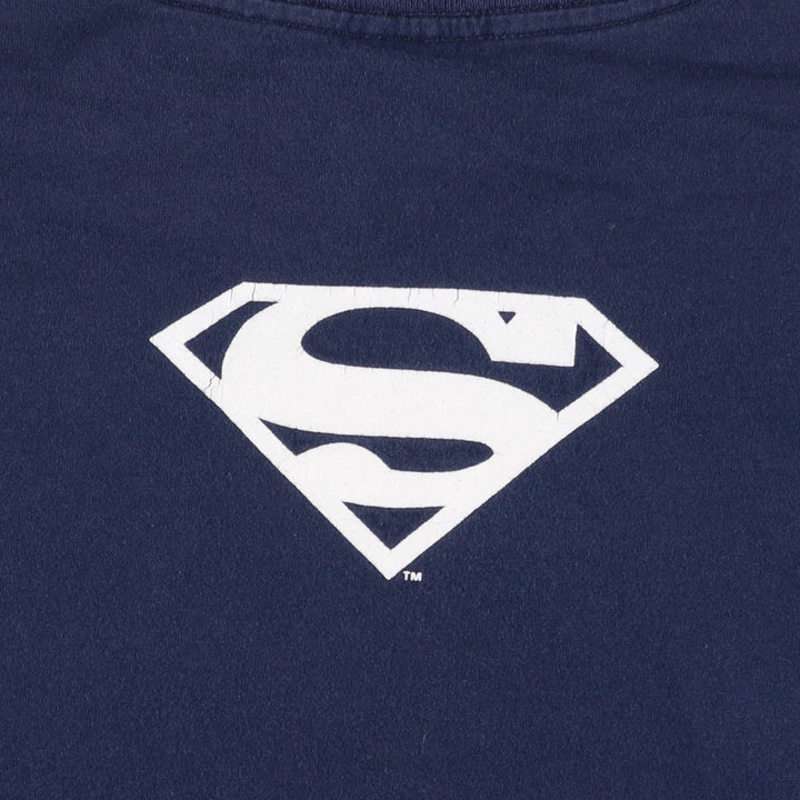 90'S TULTEX SUPERMAN character print T-shirt, men's size XL equivalent, vintage. cotton navy blue type Vintage Second Hand