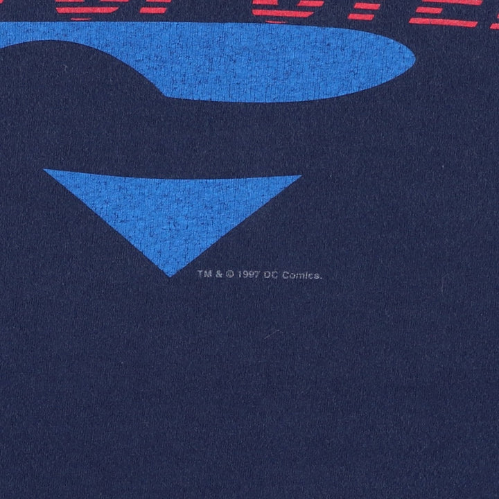 90'S TULTEX SUPERMAN character print T-shirt, men's size XL equivalent, vintage. cotton navy blue type Vintage Second Hand