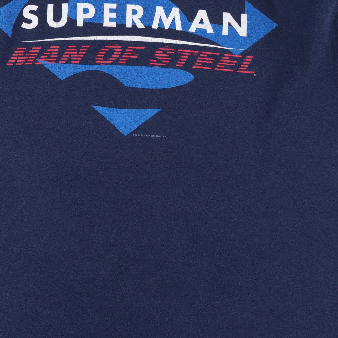 90'S TULTEX SUPERMAN character print T-shirt, men's size XL equivalent, vintage. cotton navy blue type Vintage Second Hand