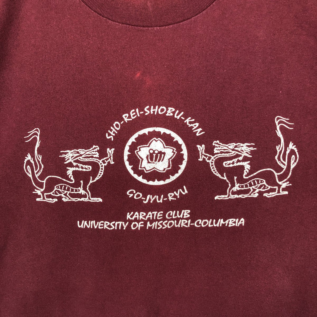 90'S ONEITA College T-shirt, Made in USA, Men's XL equivalent, Vintage cotton burgundy type Vintage Second Hand