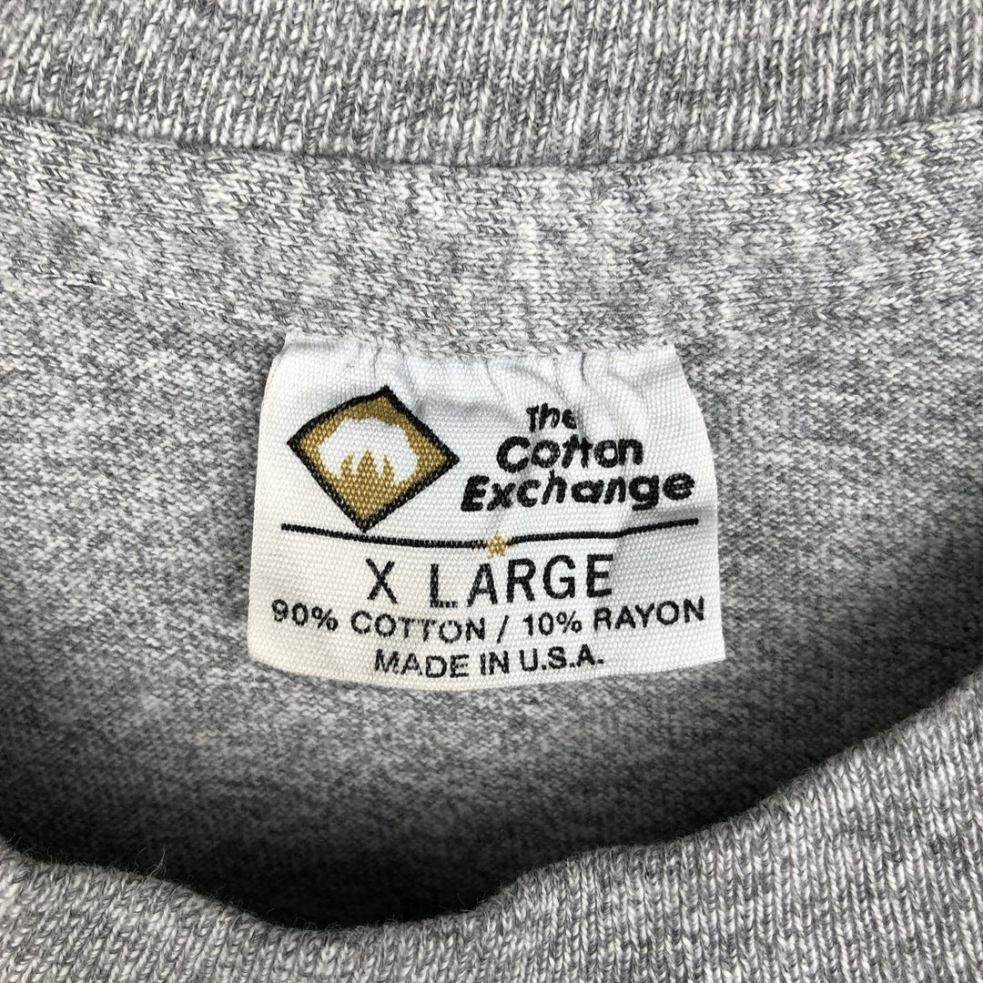 ~90'S The Cotton Exchange College T-shirt, Made in USA, Men's XL equivalent, Vintage cotton gray type Vintage Second Hand