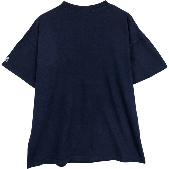 90'S Logo Seven Notre Dame University Fighting Irish College T-Shirt, Made in USA, Men's XL equivalent, Vintage cotton navy blue type Vintage Second Hand