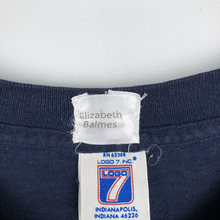 90'S Logo Seven Notre Dame University Fighting Irish College T-Shirt, Made in USA, Men's XL equivalent, Vintage cotton navy blue type Vintage Second Hand
