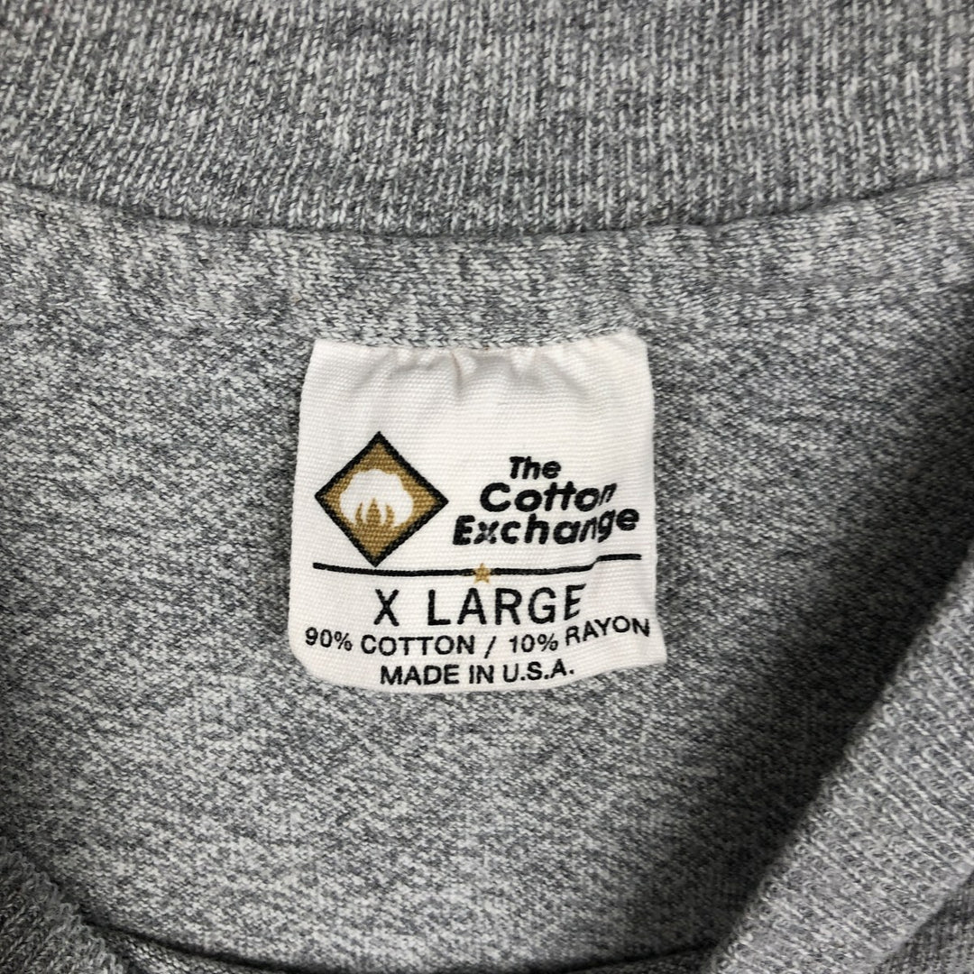 90'S The Cotton Exchange College T-shirt, Made in USA, Men's XL equivalent, Vintage cotton gray type Vintage Second Hand