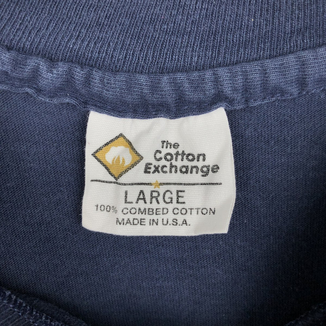 1990'S The Cotton Exchange MICHIGAN University of Michigan College T-shirt, Made in USA, Men's Size L (approx.), Vintage cotton navy blue type Vintage Second Hand