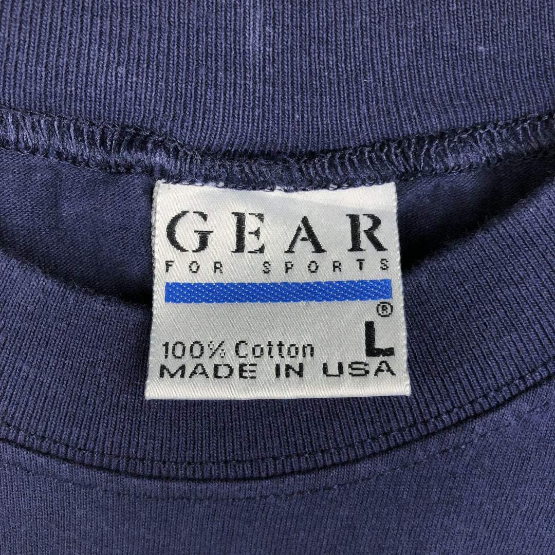 90'S GEAR College T-shirt, Made in USA, Men's Size L (approx.), Vintage cotton navy blue type Vintage Second Hand
