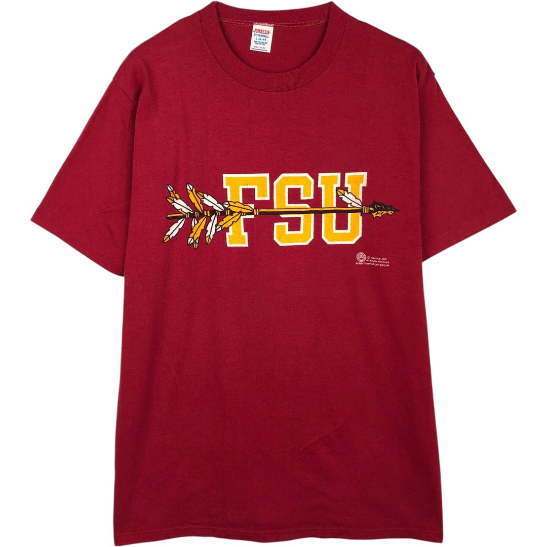 80'S Jerzees College T-Shirt, Made in USA, Men's Size L (approx.), Vintage polyester burgundy type Vintage Second Hand