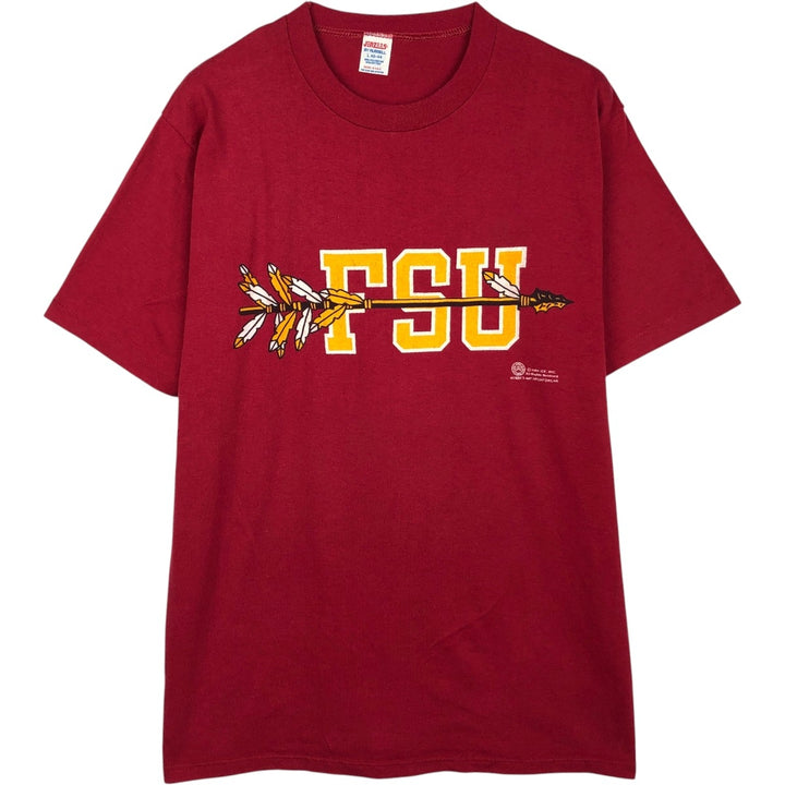 80'S Jerzees College T-Shirt, Made in USA, Men's Size L (approx.), Vintage polyester burgundy type Vintage Second Hand