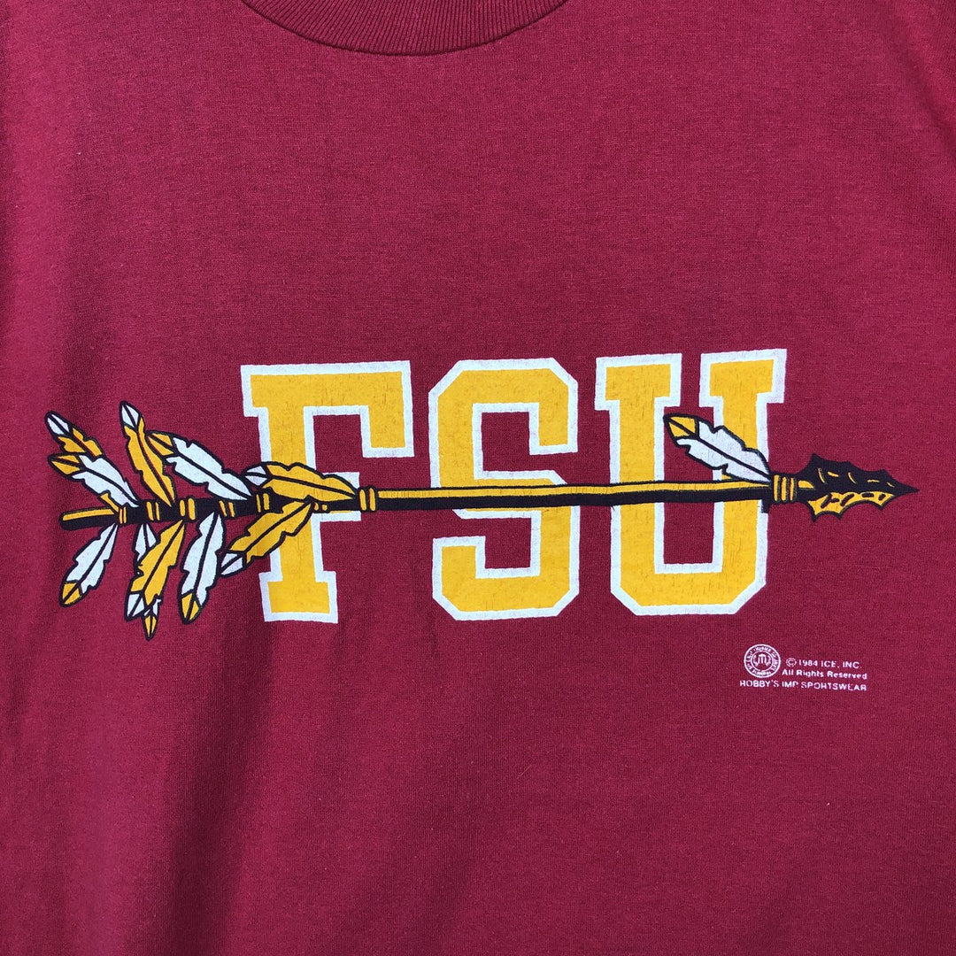80'S Jerzees College T-Shirt, Made in USA, Men's Size L (approx.), Vintage polyester burgundy type Vintage Second Hand