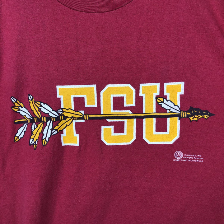 80'S Jerzees College T-Shirt, Made in USA, Men's Size L (approx.), Vintage polyester burgundy type Vintage Second Hand