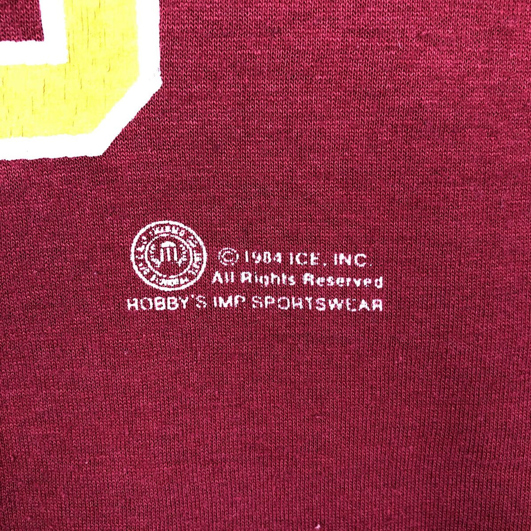 80'S Jerzees College T-Shirt, Made in USA, Men's Size L (approx.), Vintage polyester burgundy type Vintage Second Hand