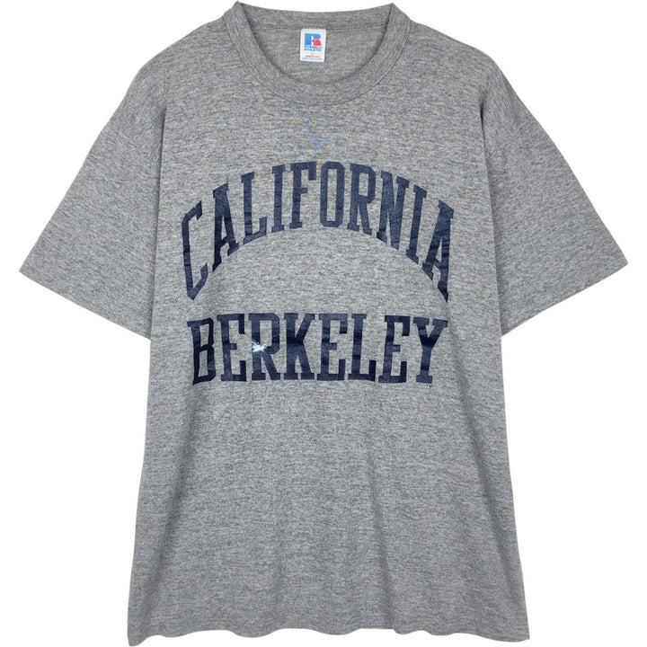 90'S Russell College T-shirt, Made in USA, Men's L size, Vintage polyester gray type Vintage Second Hand