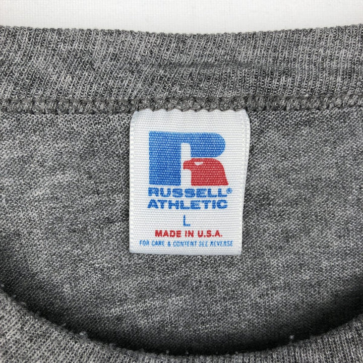 90'S Russell College T-shirt, Made in USA, Men's L size, Vintage polyester gray type Vintage Second Hand