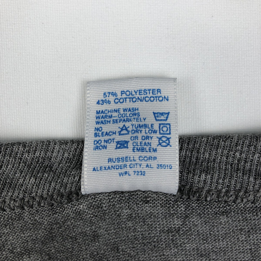 90'S Russell College T-shirt, Made in USA, Men's L size, Vintage polyester gray type Vintage Second Hand