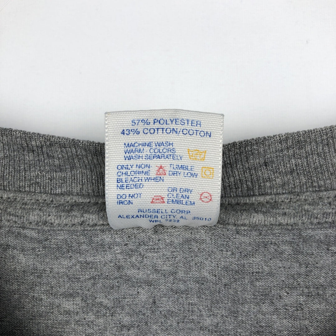 80s-90'S Jerzees Heavy Weight Triple Print College T-Shirt, Made in USA, Men's XL equivalent, Vintage polyester gray type Vintage Second Hand